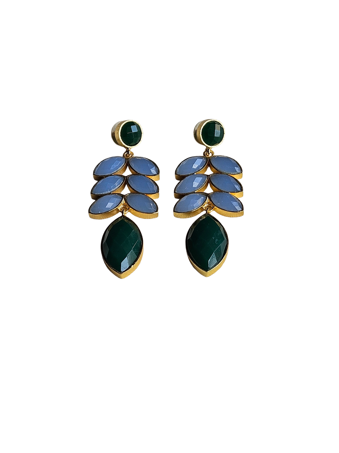 Gorgeous Antique Gold Semi Precious Stones Artistic Designer Dangle Earring.