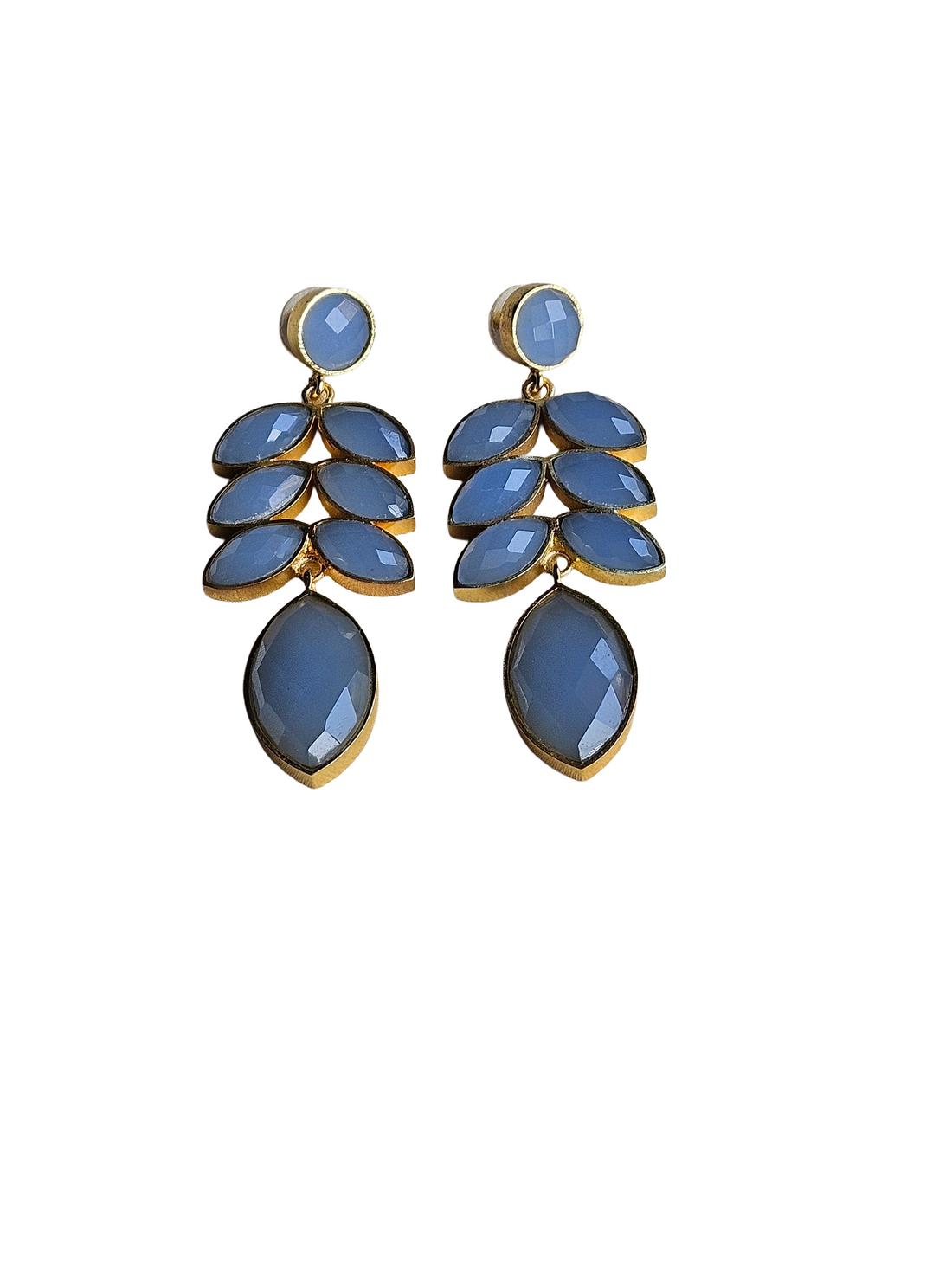 Gorgeous Antique Gold Semi Precious Stones Artistic Designer Dangle Earring.