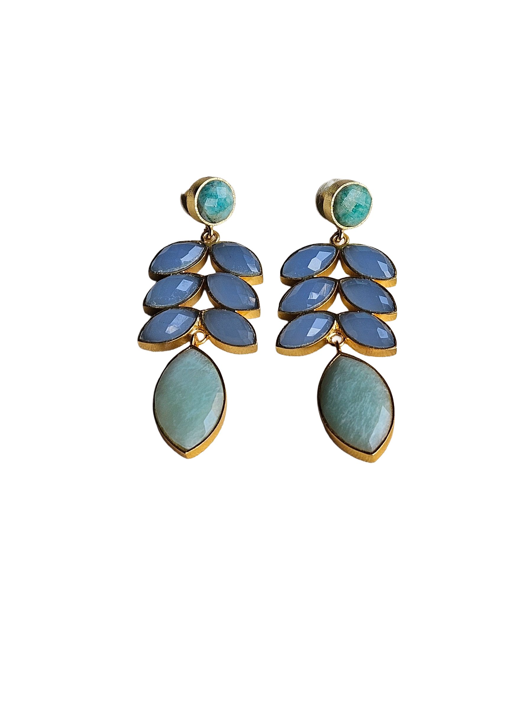 Gorgeous Antique Gold Semi Precious Stones Artistic Designer Dangle Earring.