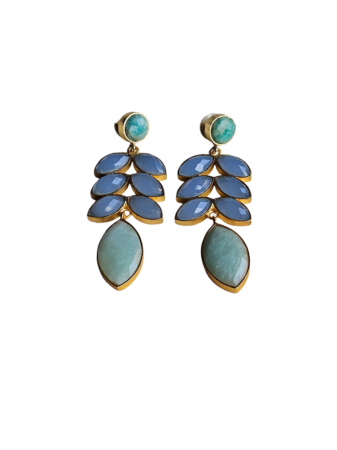 Gorgeous Antique Gold Semi Precious Stones Artistic Designer Dangle Earring.