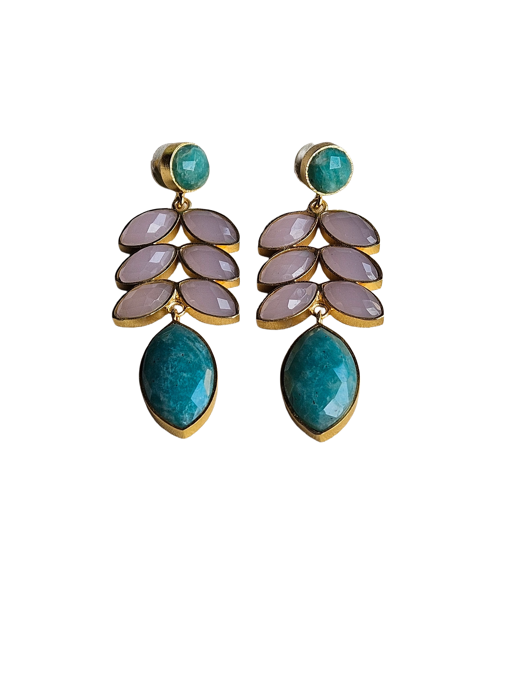 Gorgeous Antique Gold Semi Precious Stones Artistic Designer Dangle Earring.