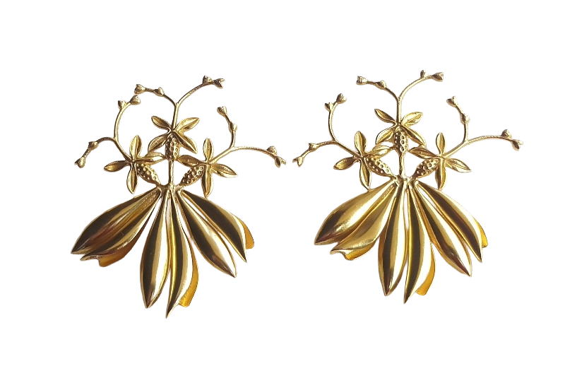 Awesome Gold Plated Fly Makkhi Artistic Designer Statement Dangle Drop Earrings