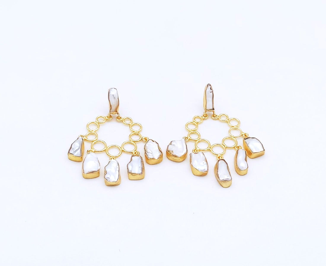 Awesome Gold Plated Viva Pearl Designer Light Weight Dangle Drop Earrings