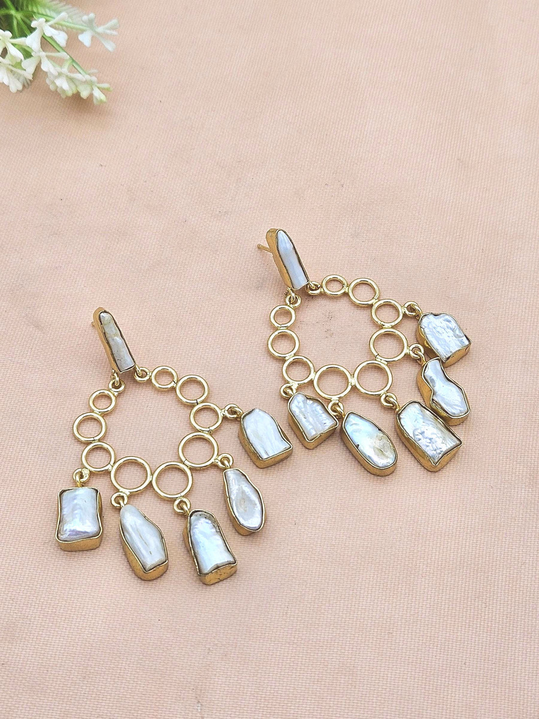 Awesome Gold Plated Viva Pearl Designer Light Weight Dangle Drop Earrings