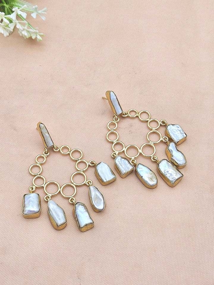 Awesome Gold Plated Viva Pearl Designer Light Weight Dangle Drop Earrings