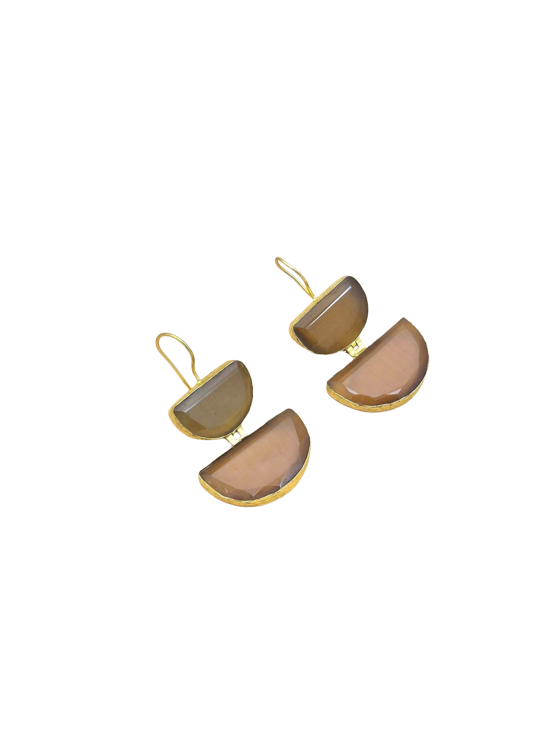 Charming Gold Plated Faceted Yellow Monalisa D shape Designer Dangle Drop Earrings
