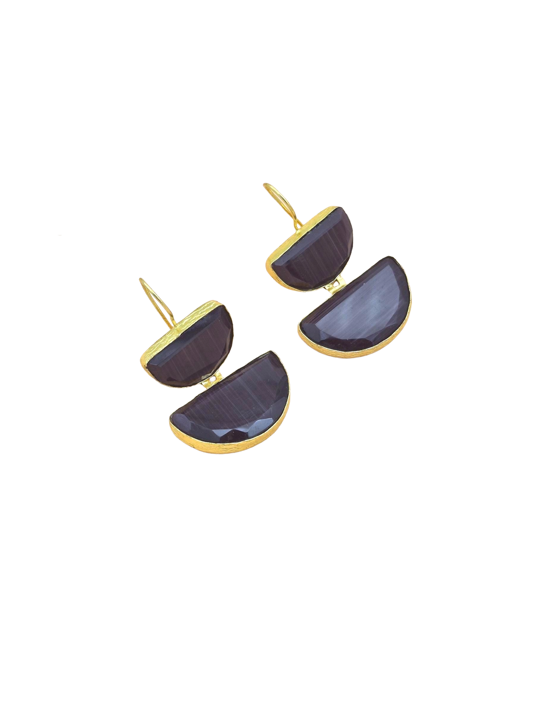 Charming Gold Plated Faceted Purple Monalisa D shape Designer Dangle Drop Earrings