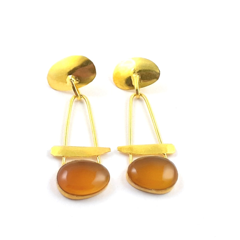 Awesome Gold Plated Yellow Chalcedony Gemstone Charming Designer Dangle Drop Earrings