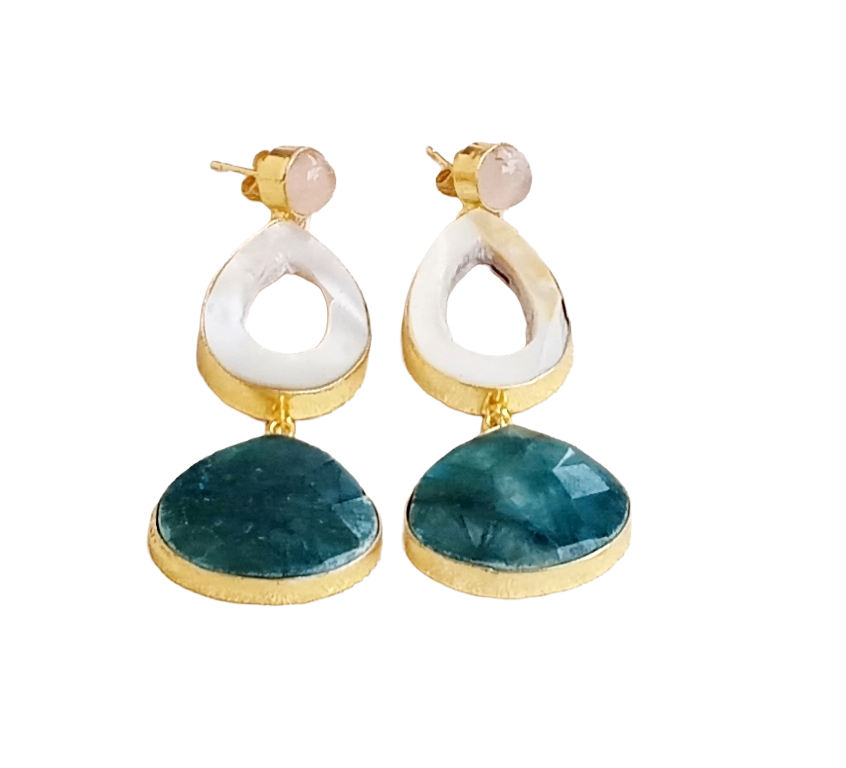 Charming Gold Plated Semi Precious Gemstone cute Designer Dangle Drop Earrings