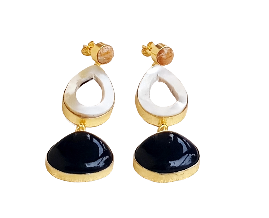 Charming Gold Plated Semi Precious Gemstone cute Designer Dangle Drop Earrings