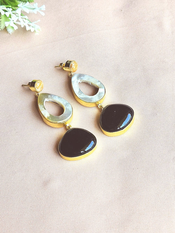 Charming Gold Plated Semi Precious Gemstone cute Designer Dangle Drop Earrings