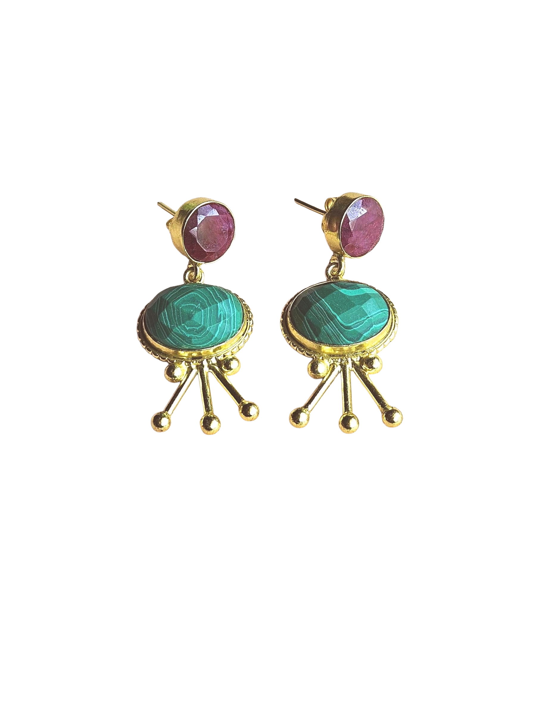 Stunning Gold Plated Semi Precious Gemstone Charming Designer Light Weight Dangle Drop Earrings