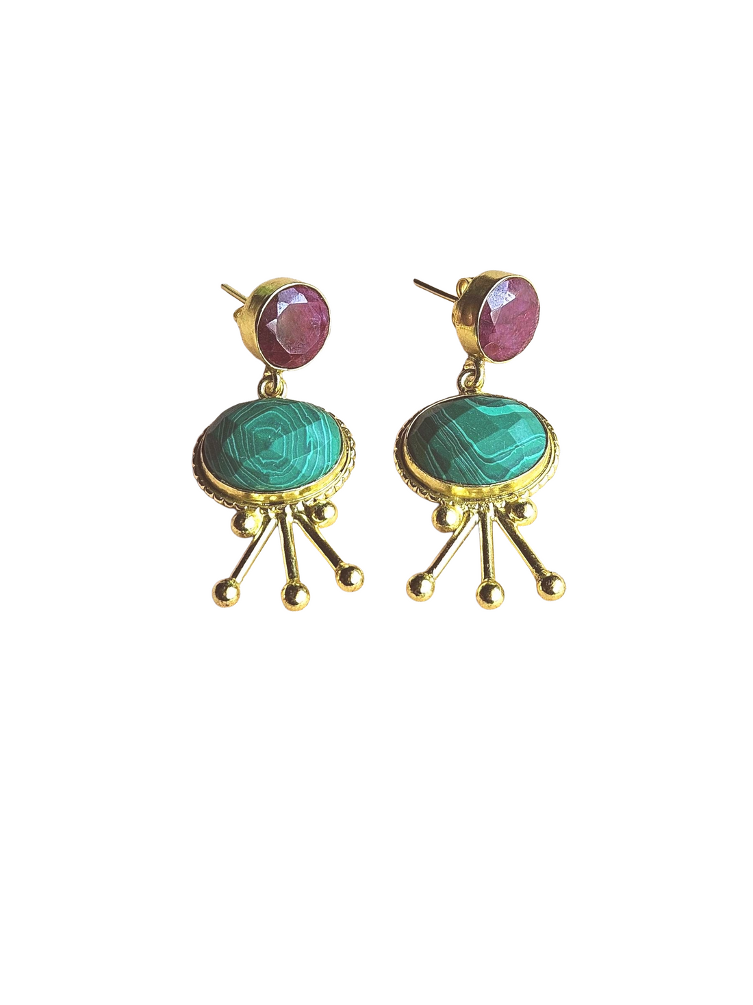Stunning Gold Plated Semi Precious Gemstone Charming Designer Light Weight Dangle Drop Earrings