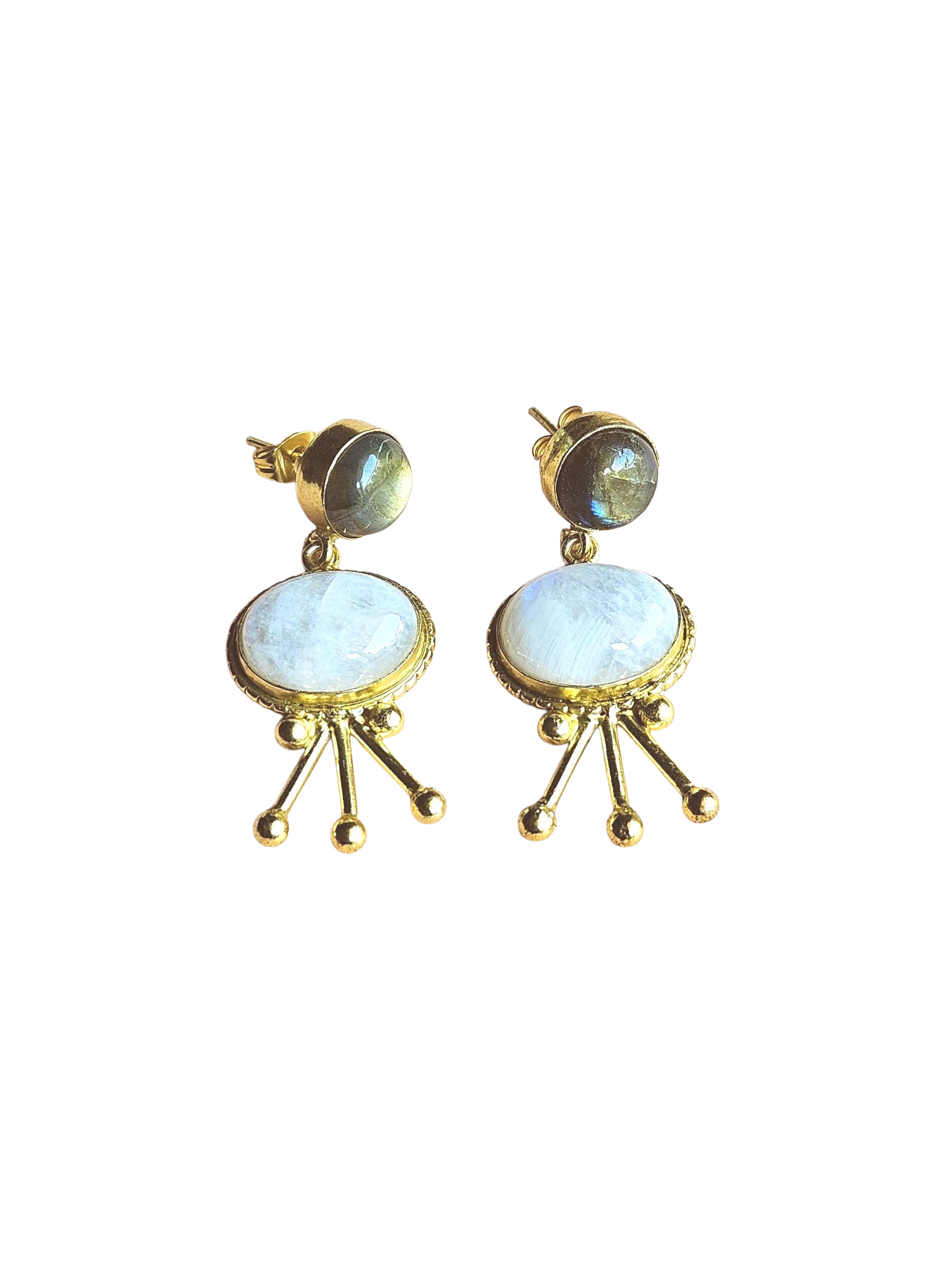 Stunning Gold Plated Semi Precious Gemstone Charming Designer Light Weight Dangle Drop Earrings