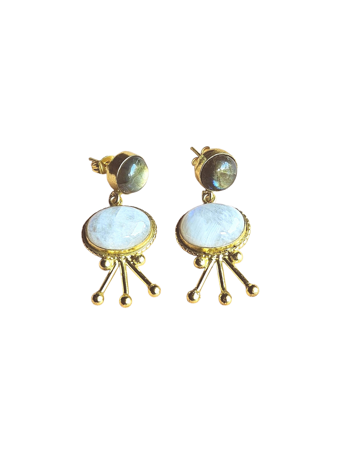 Stunning Gold Plated Semi Precious Gemstone Charming Designer Light Weight Dangle Drop Earrings
