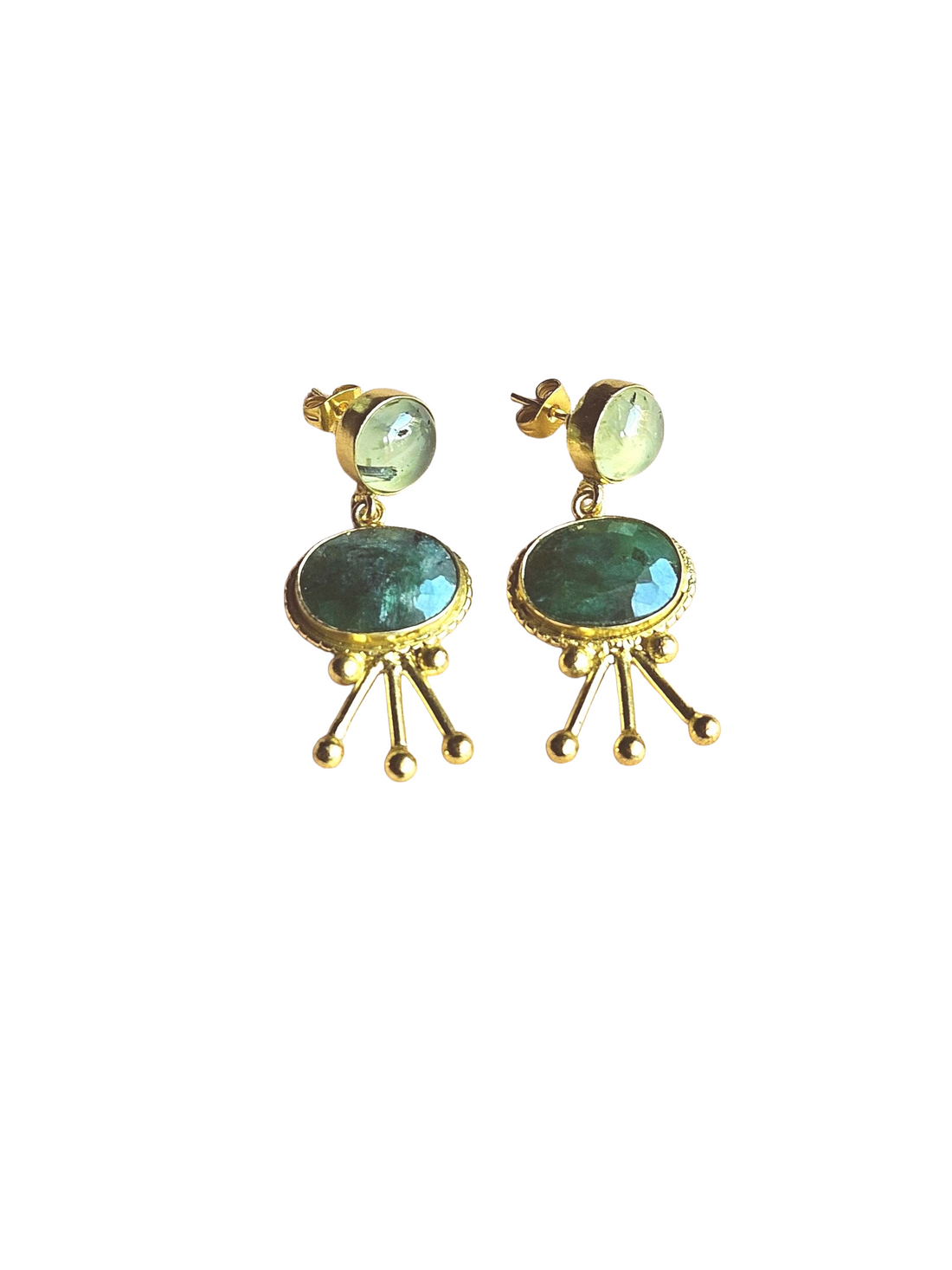 Stunning Gold Plated Semi Precious Gemstone Charming Designer Light Weight Dangle Drop Earrings