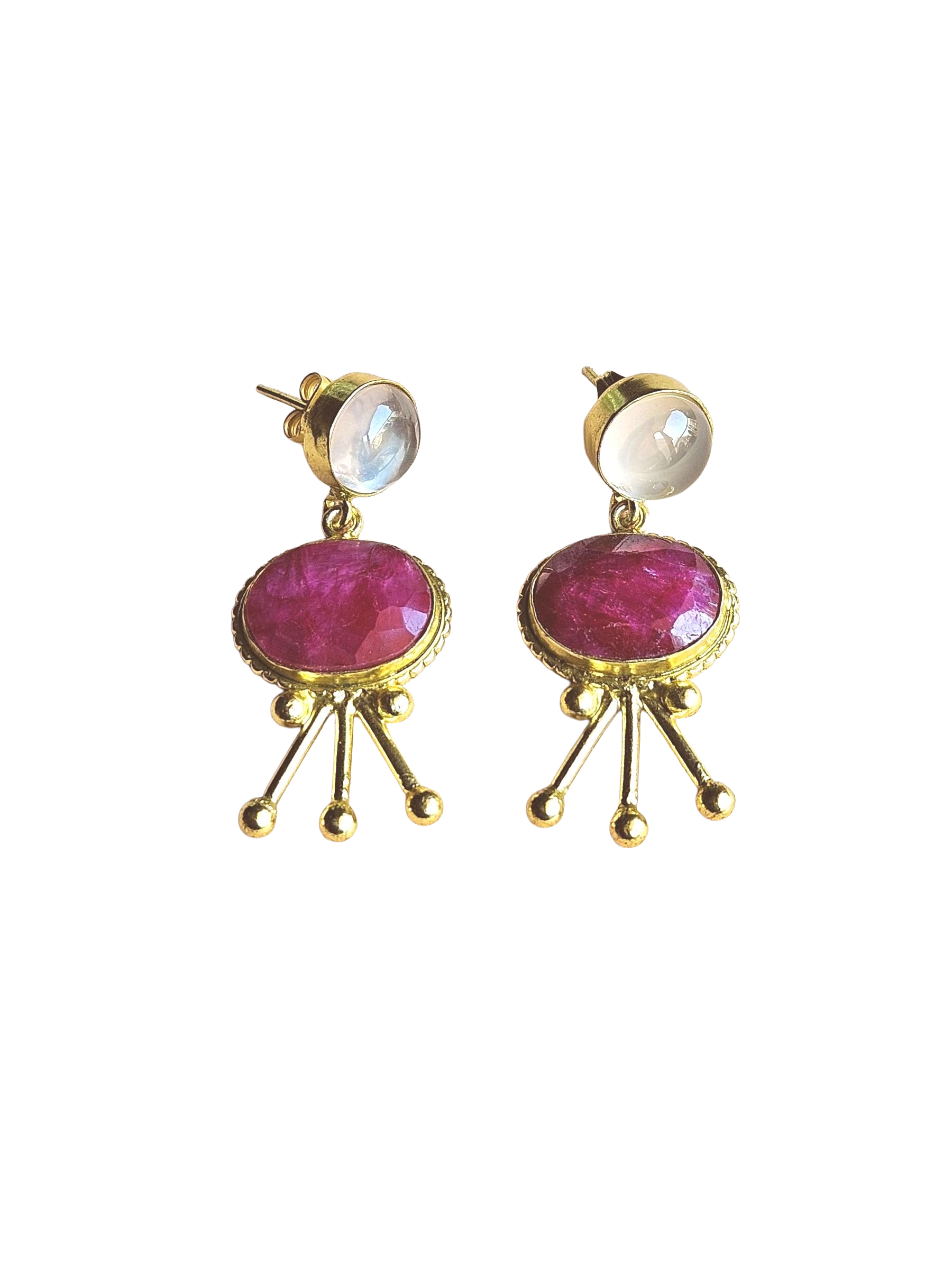 Stunning Gold Plated Semi Precious Gemstone Charming Designer Light Weight Dangle Drop Earrings
