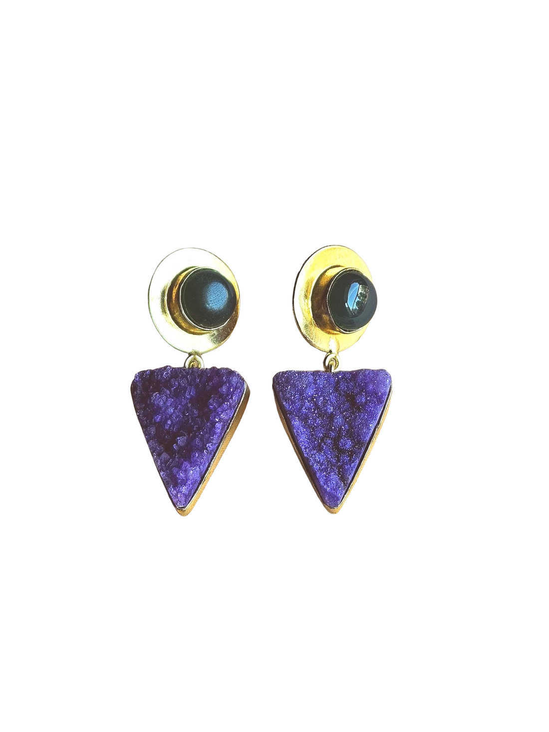 Awesome Gold Plated Semi Precious Gemstone Light Weight Dangle Drop Earrings