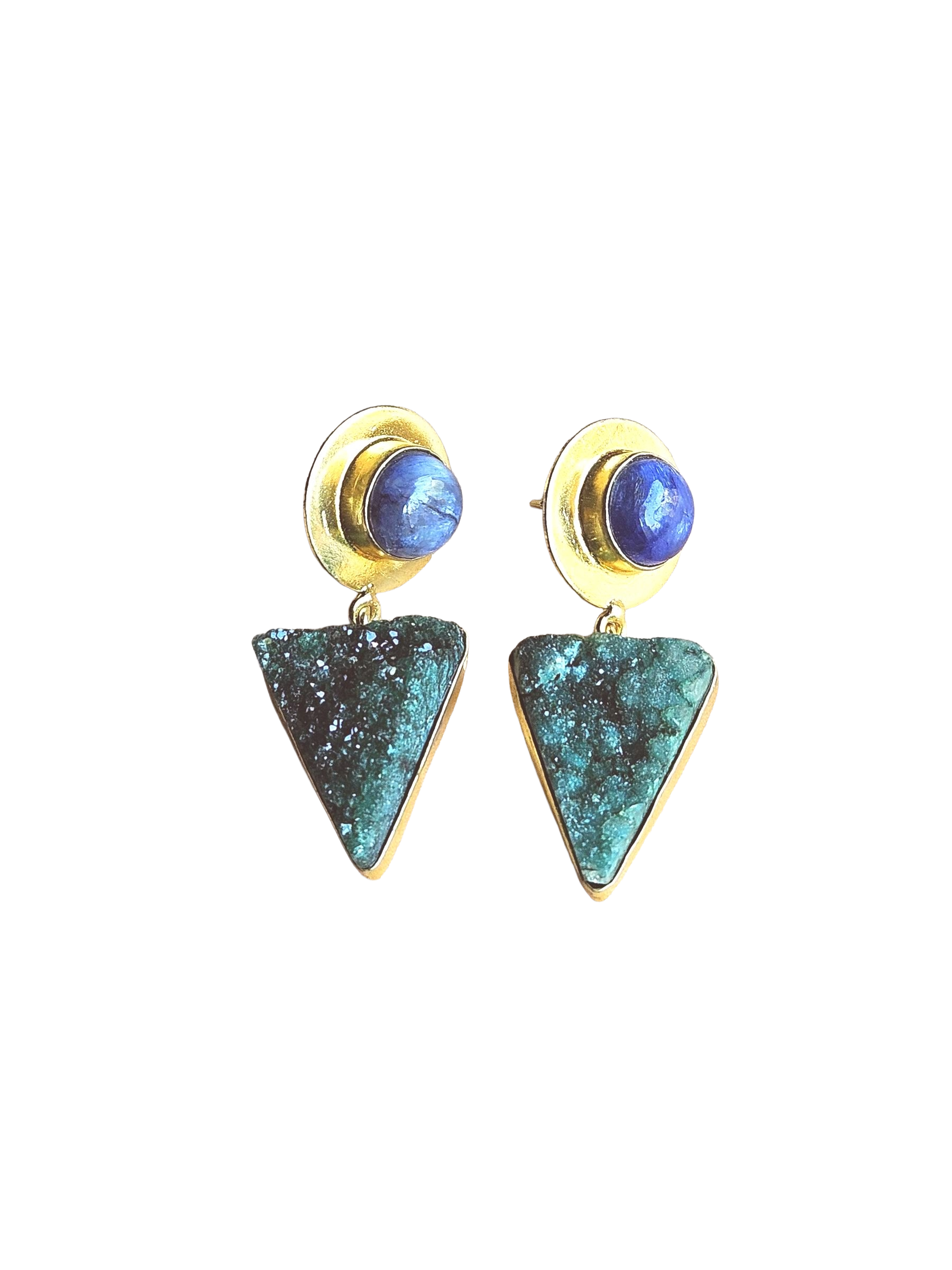 Awesome Gold Plated Semi Precious Gemstone Light Weight Dangle Drop Earrings