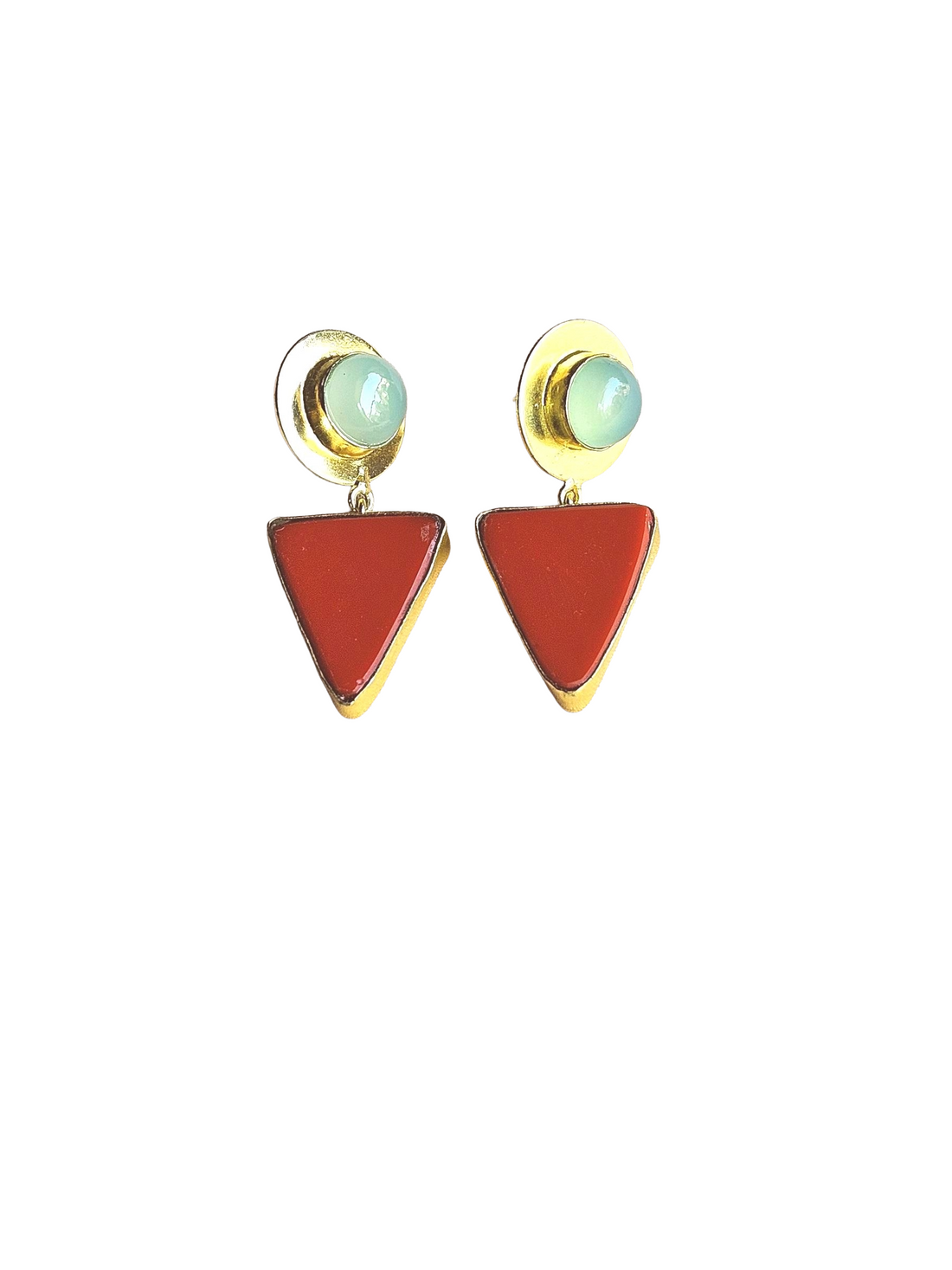 Awesome Gold Plated Semi Precious/ Imitation stone Light Weight Dangle Drop Earrings