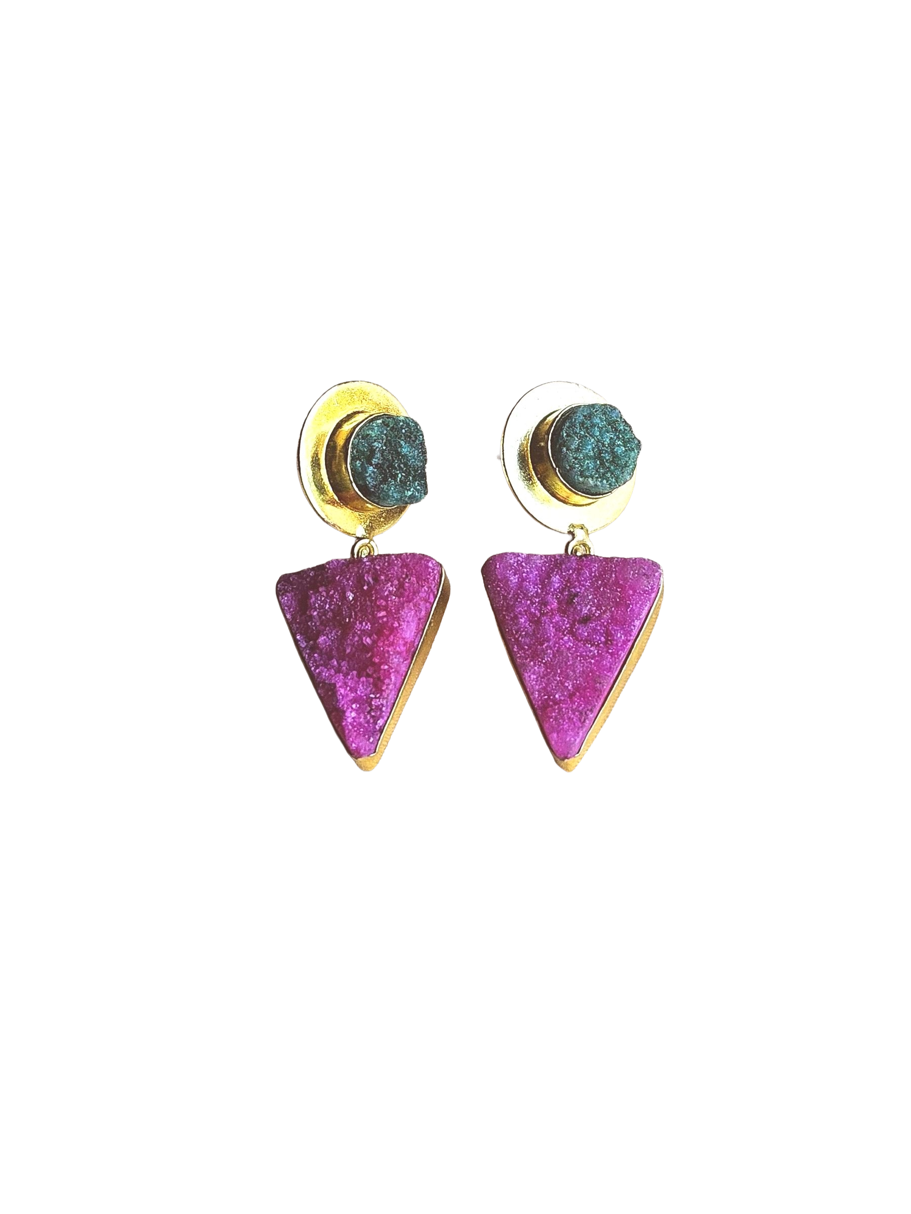 Awesome Gold Plated Semi Precious/ Imitation stone Light Weight Dangle Drop Earrings
