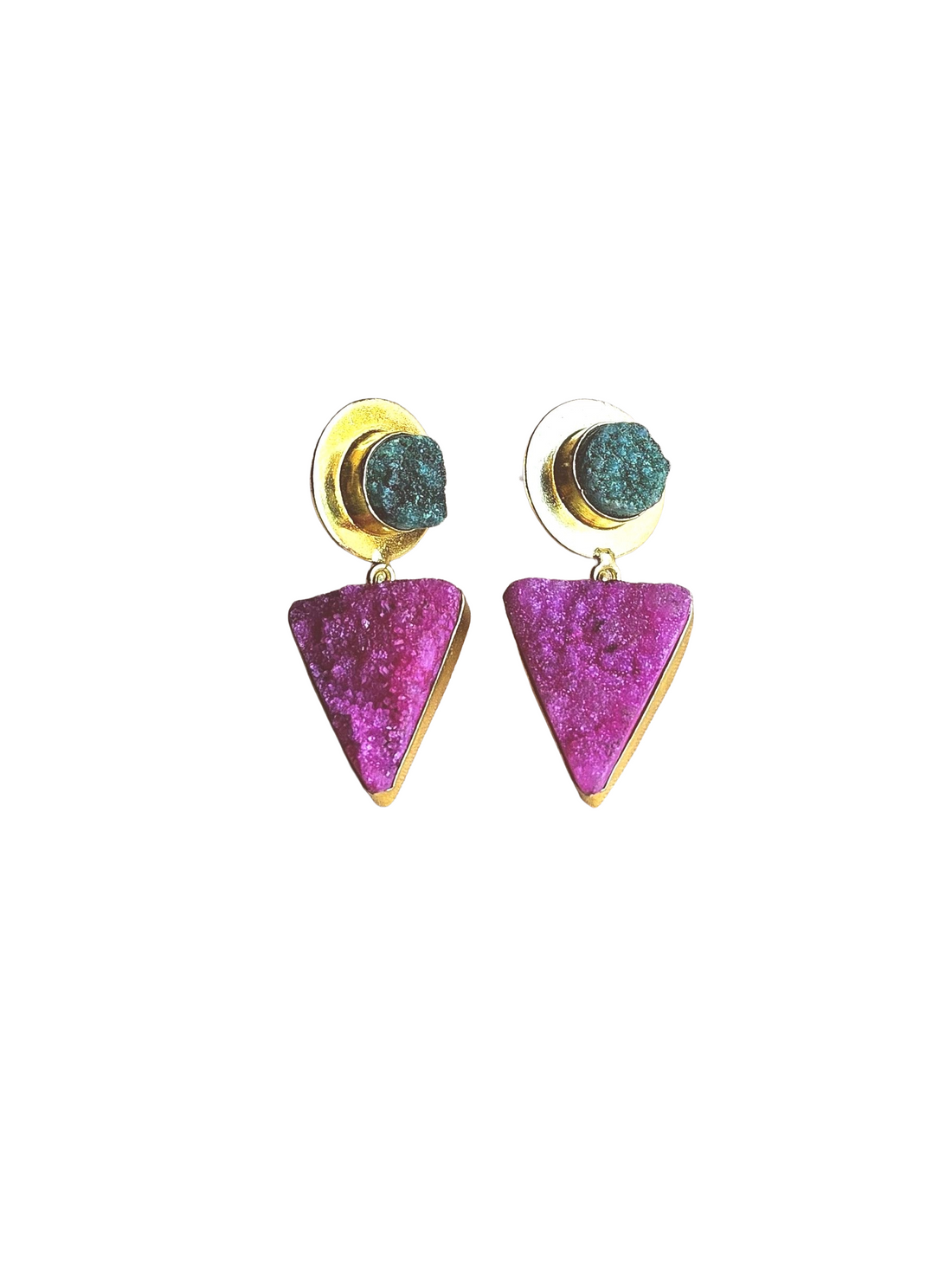 Awesome Gold Plated Semi Precious/ Imitation stone Light Weight Dangle Drop Earrings