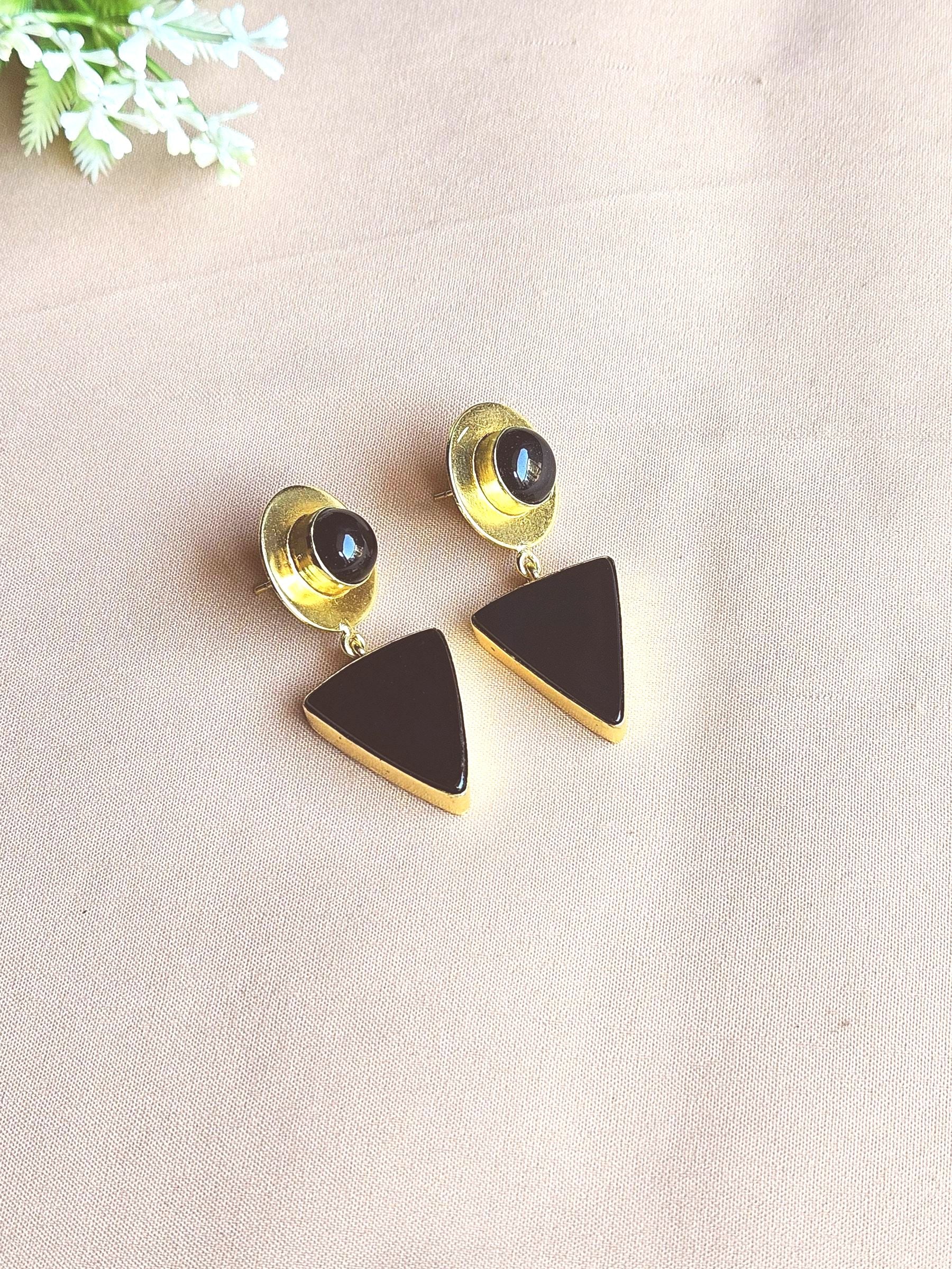 Awesome Gold Plated Semi Precious/ Imitation stone Light Weight Dangle Drop Earrings