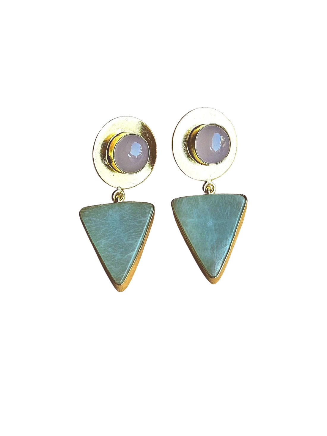 Awesome Gold Plated Semi Precious / Imitation stone Light Weight Dangle Drop Earrings