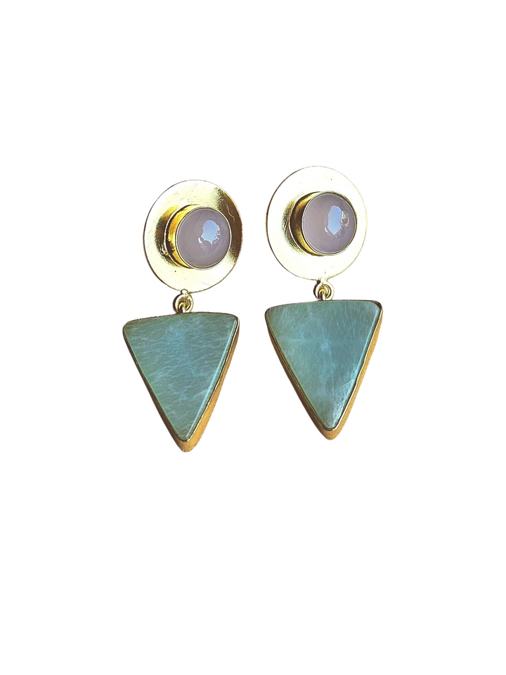 Awesome Gold Plated Semi Precious / Imitation stone Light Weight Dangle Drop Earrings