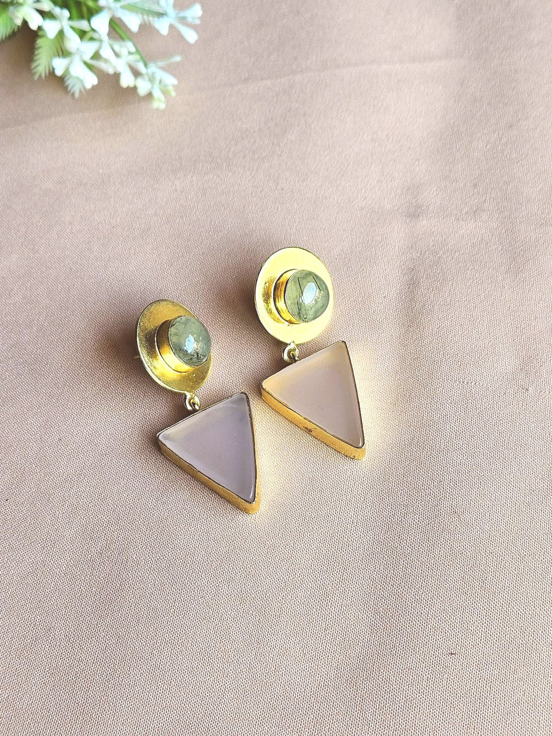 Awesome Gold Plated Semi Precious Gemstone Light Weight Dangle Drop Earrings