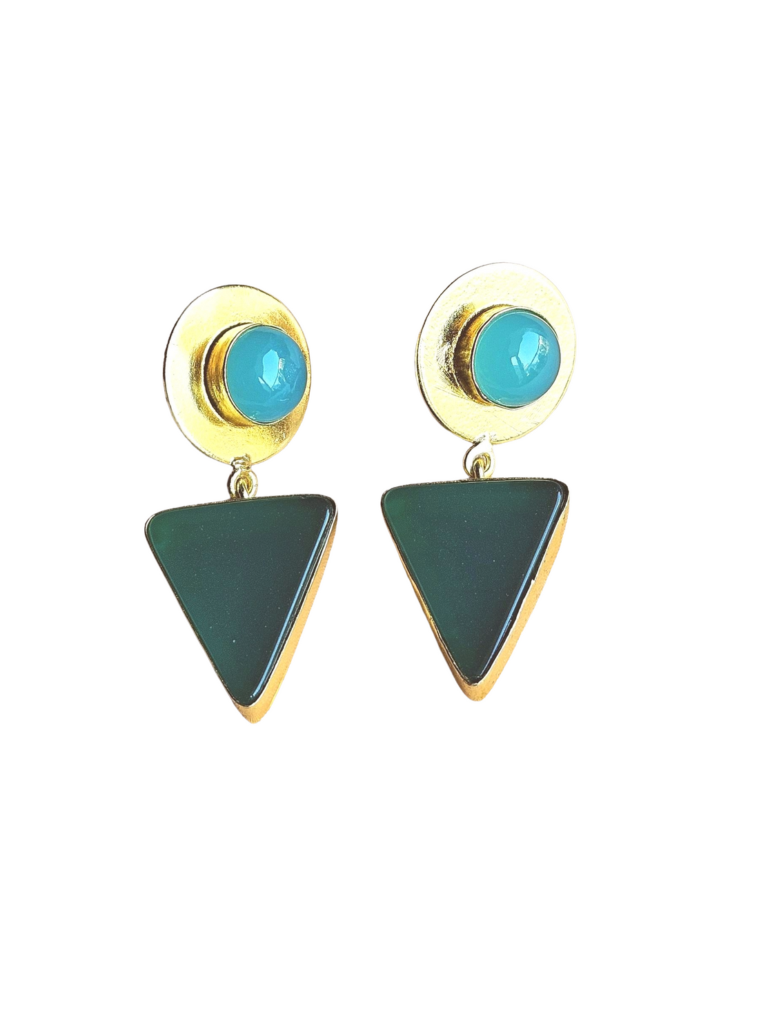 Awesome Gold Plated Semi Precious Gemstone Light Weight Dangle Drop Earrings