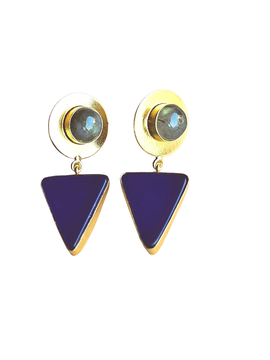 Awesome Gold Plated Semi Precious Gemstone Light Weight Dangle Drop Earrings