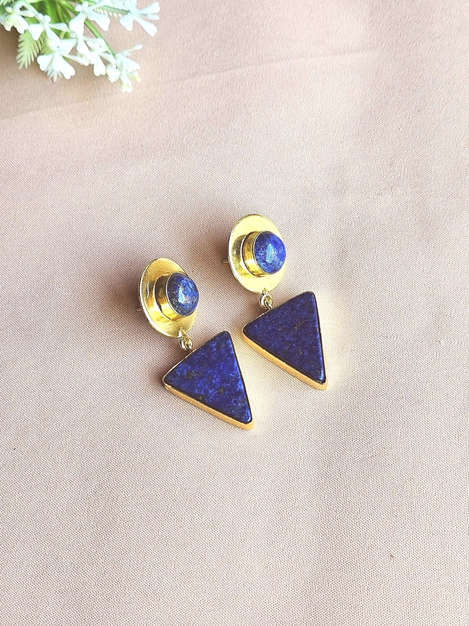 Awesome Gold Plated Semi Precious Gemstone Light Weight Dangle Drop Earrings