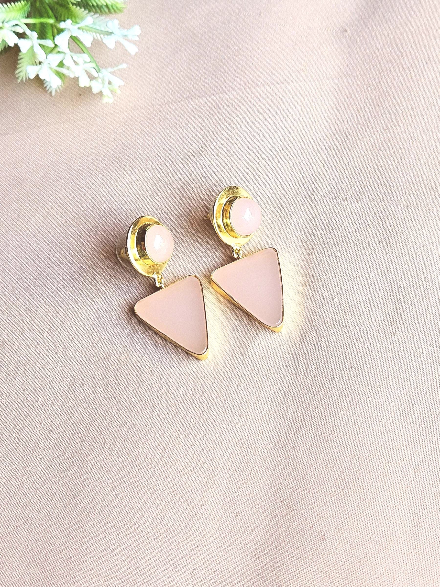 Awesome Gold Plated Semi Precious Gemstone Light Weight Dangle Drop Earrings