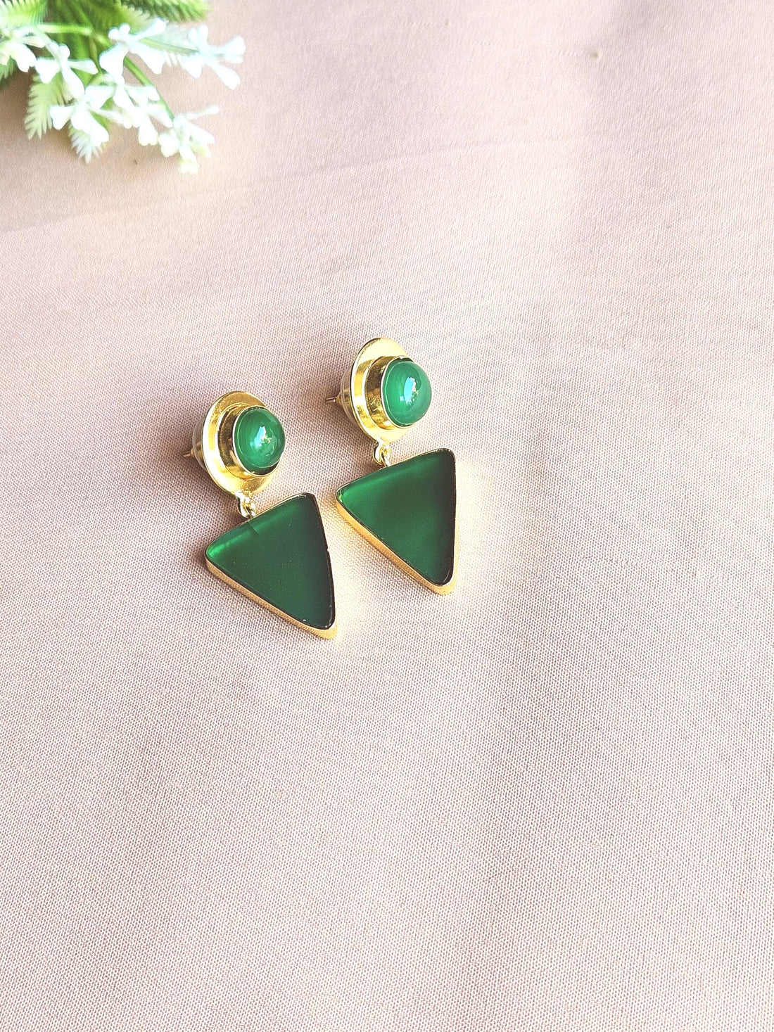 Awesome Gold Plated Semi Precious Gemstone Light Weight Dangle Drop Earrings