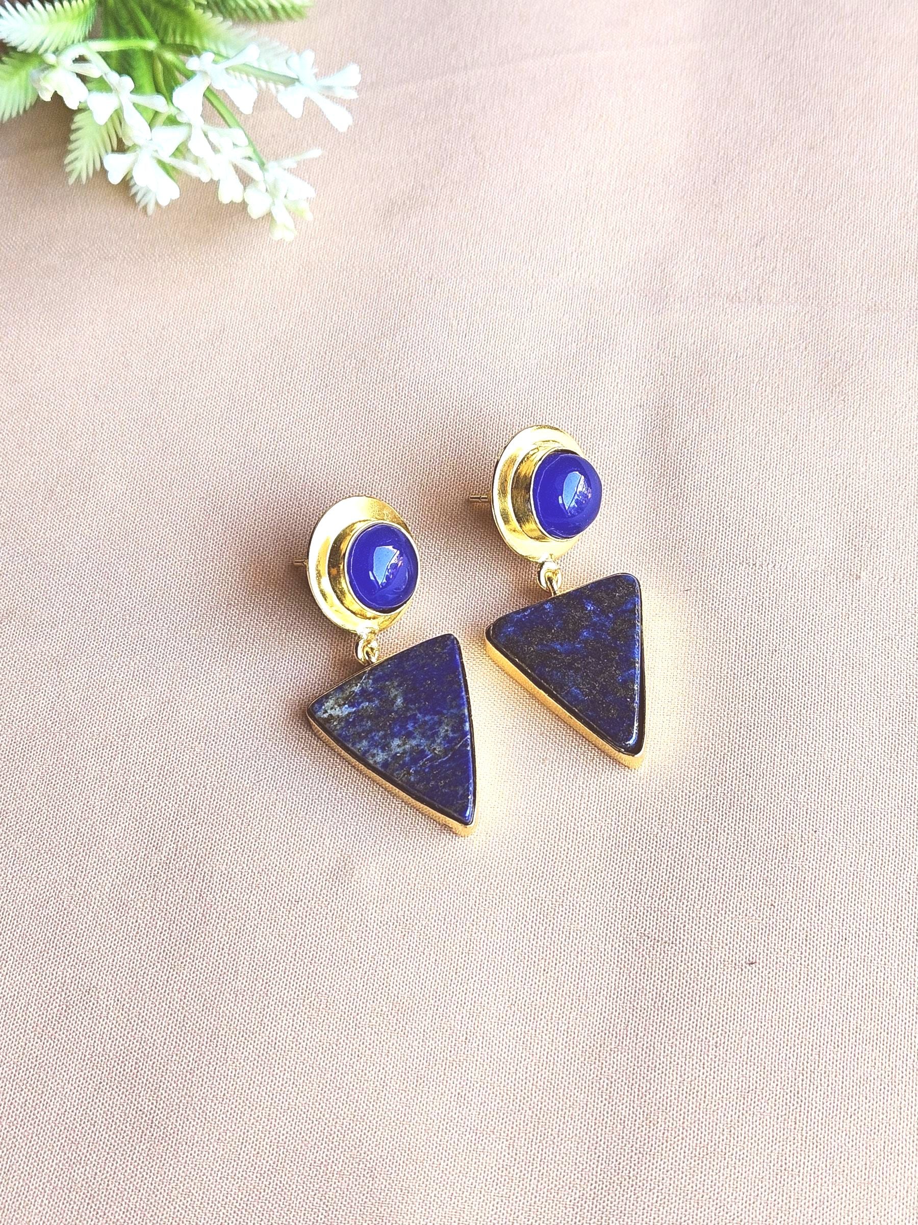 Awesome Gold Plated Semi Precious Gemstone Light Weight Dangle Drop Earrings