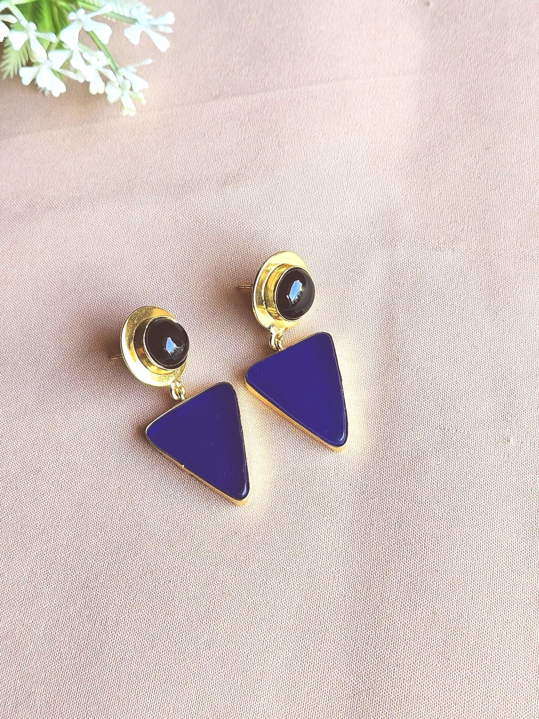 Awesome Gold Plated Semi Precious Gemstone Light Weight Dangle Drop Earrings