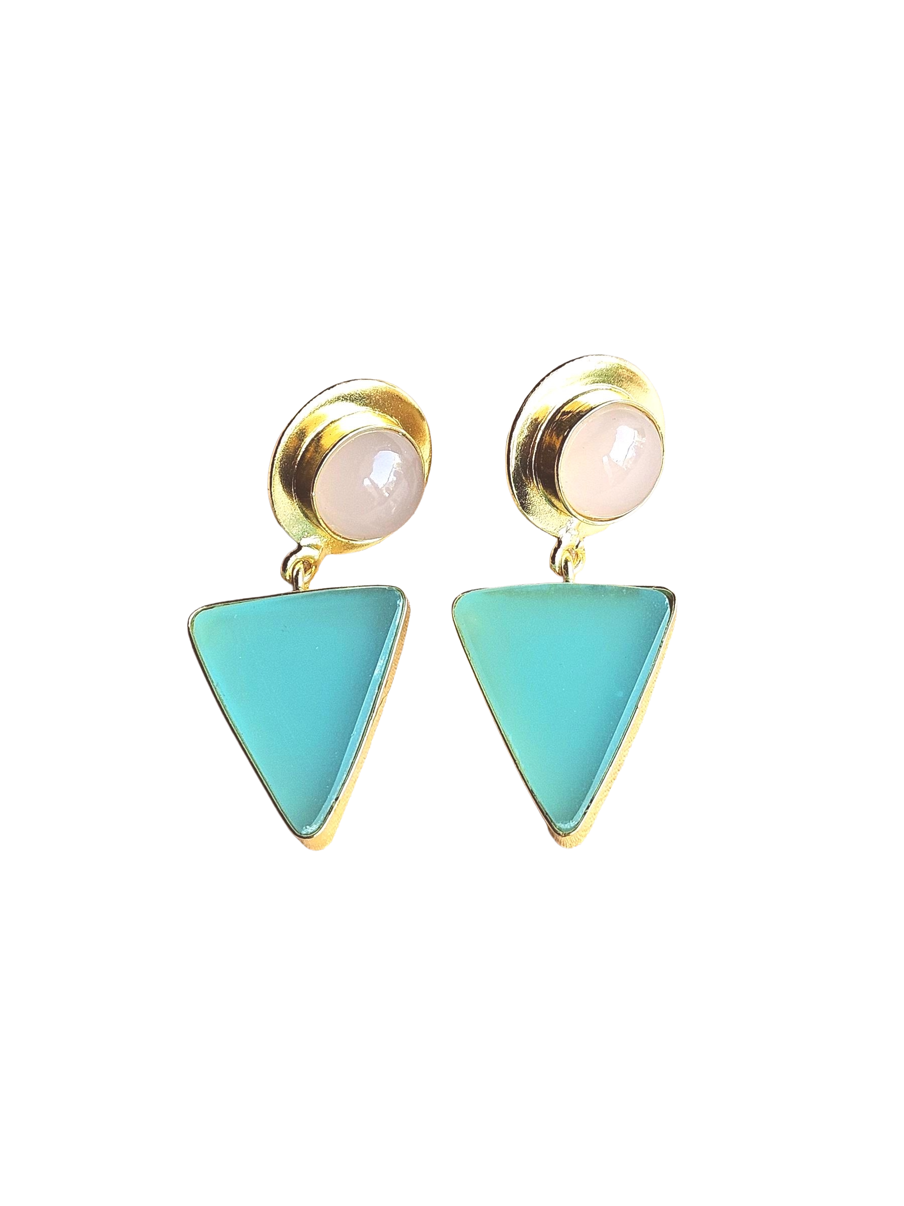 Awesome Gold Plated Semi Precious Gemstone Light Weight Dangle Drop Earrings