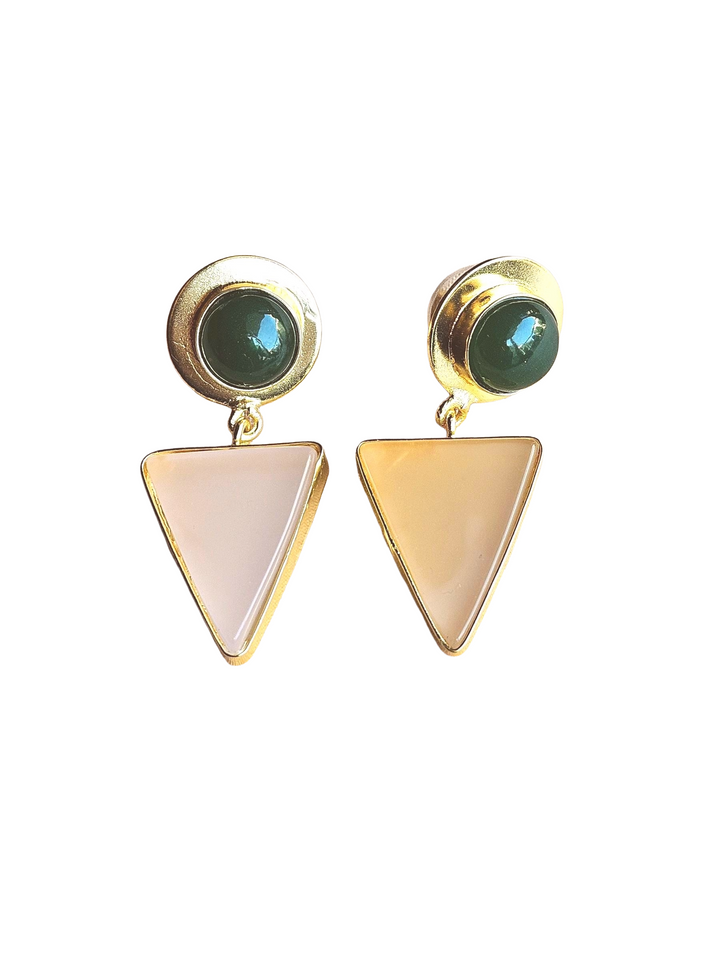Awesome Gold Plated Semi Precious Gemstone Light Weight Dangle Drop Earrings