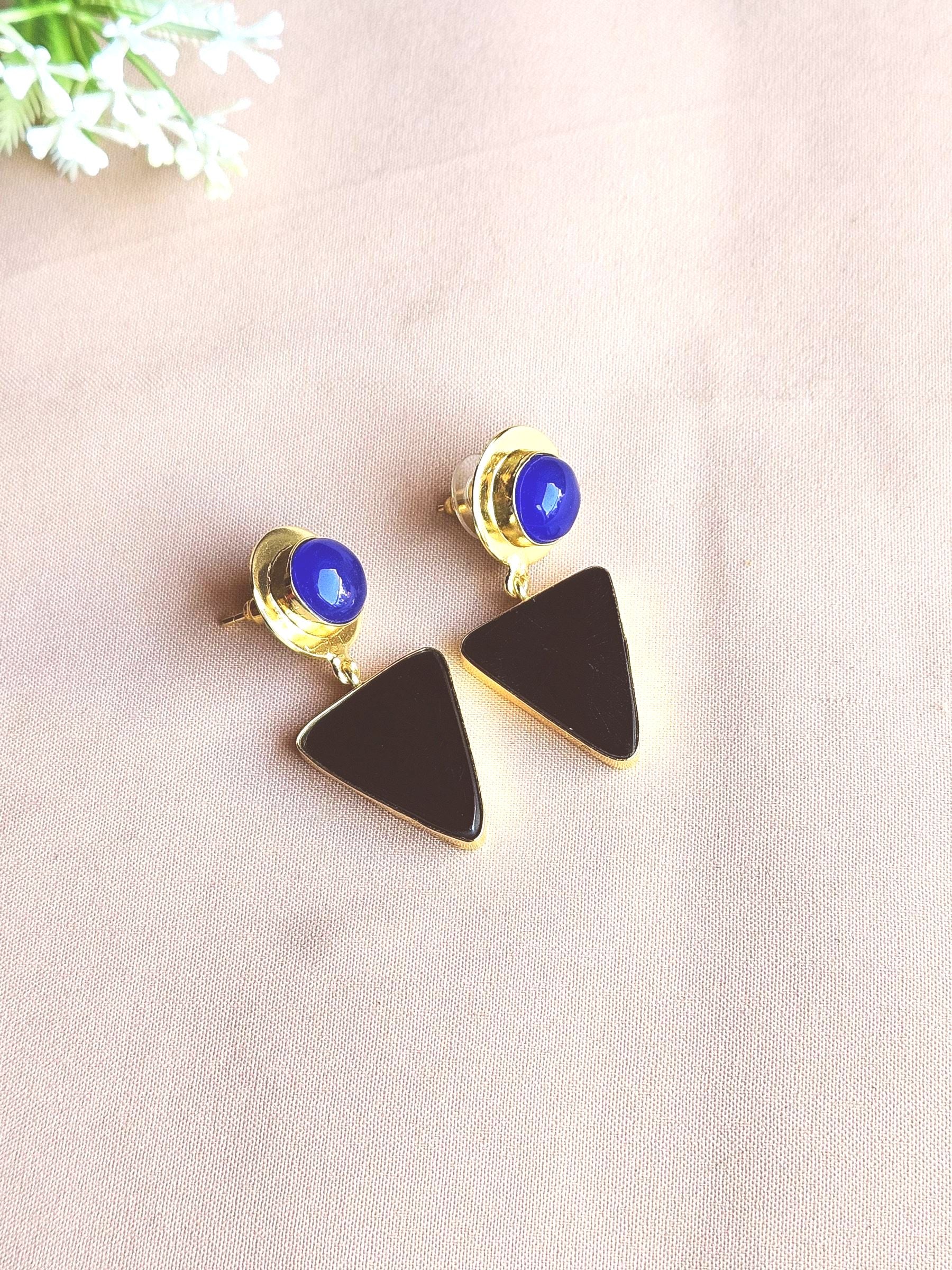 Awesome Gold Plated Semi Precious Gemstone Light Weight Dangle Drop Earrings