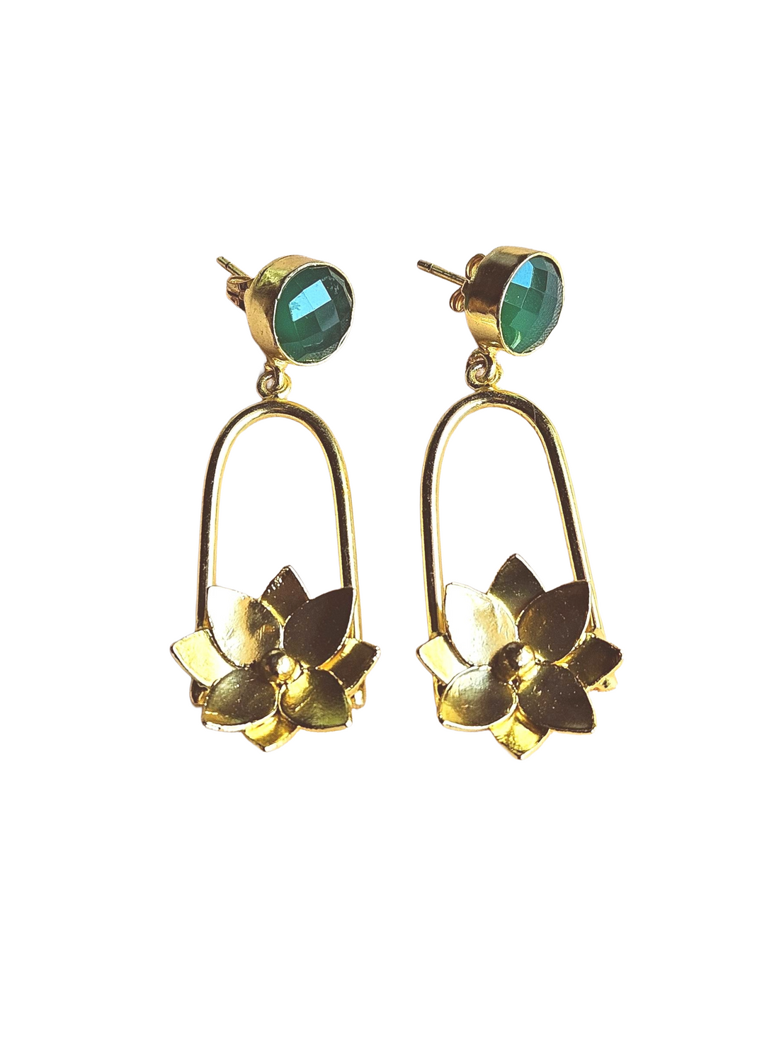 Gorgeous Gold Plated Semi Precious Gemstone Charming Designer Dangle Drop Earrings