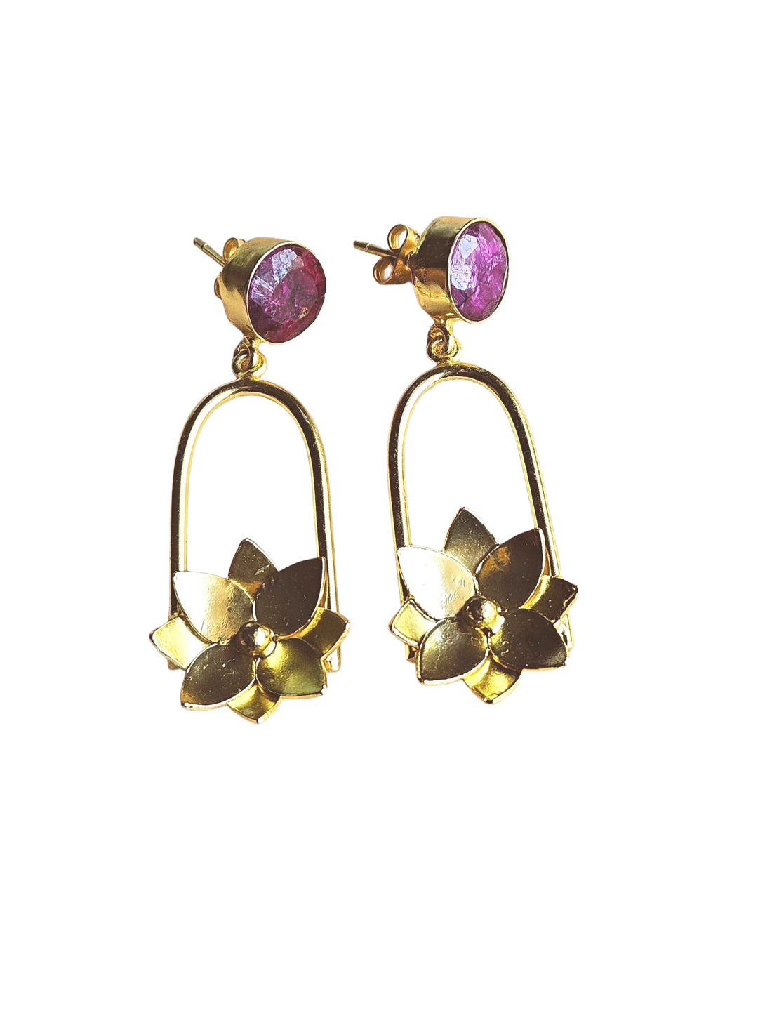 Gorgeous Gold Plated Semi Precious Gemstone Charming Designer Dangle Drop Earrings