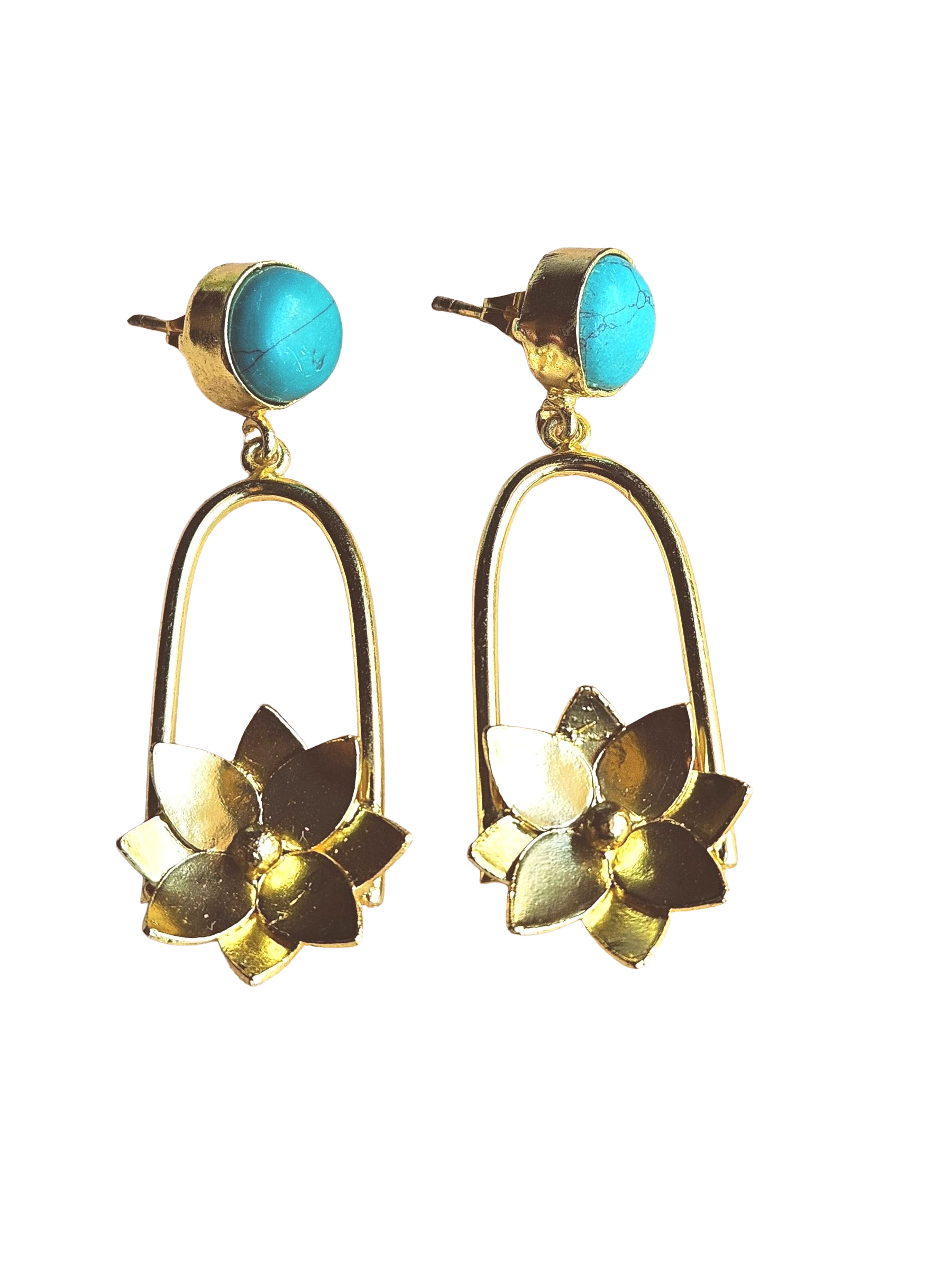 Gorgeous Gold Plated Semi Precious / Imitation stone Charming Designer Dangle Drop Earrings