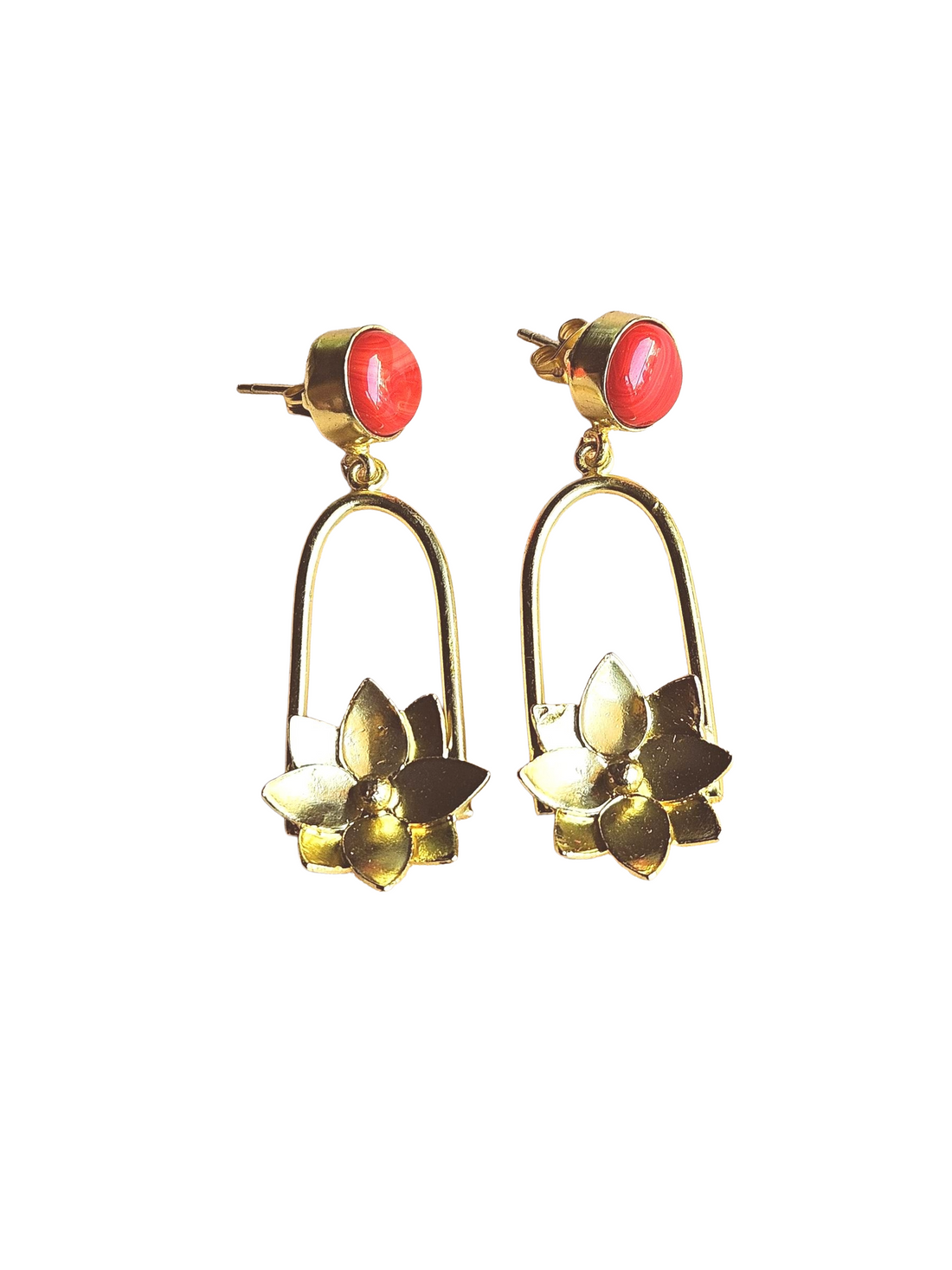 Gorgeous Gold Plated Semi Precious / Imitation stone Charming Designer Dangle Drop Earrings