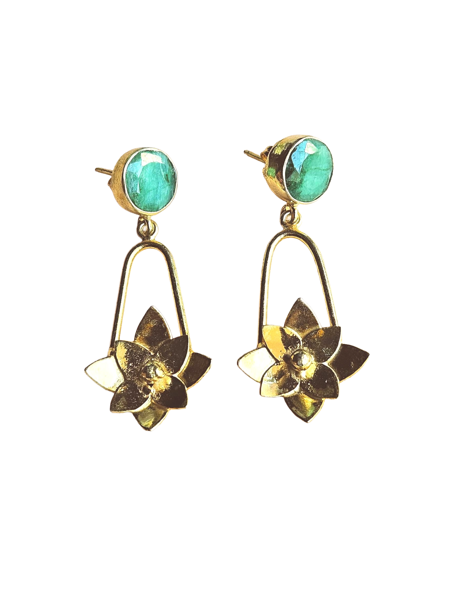 Gorgeous Gold Plated Semi Precious Gemstone Charming Designer Dangle Drop Earrings