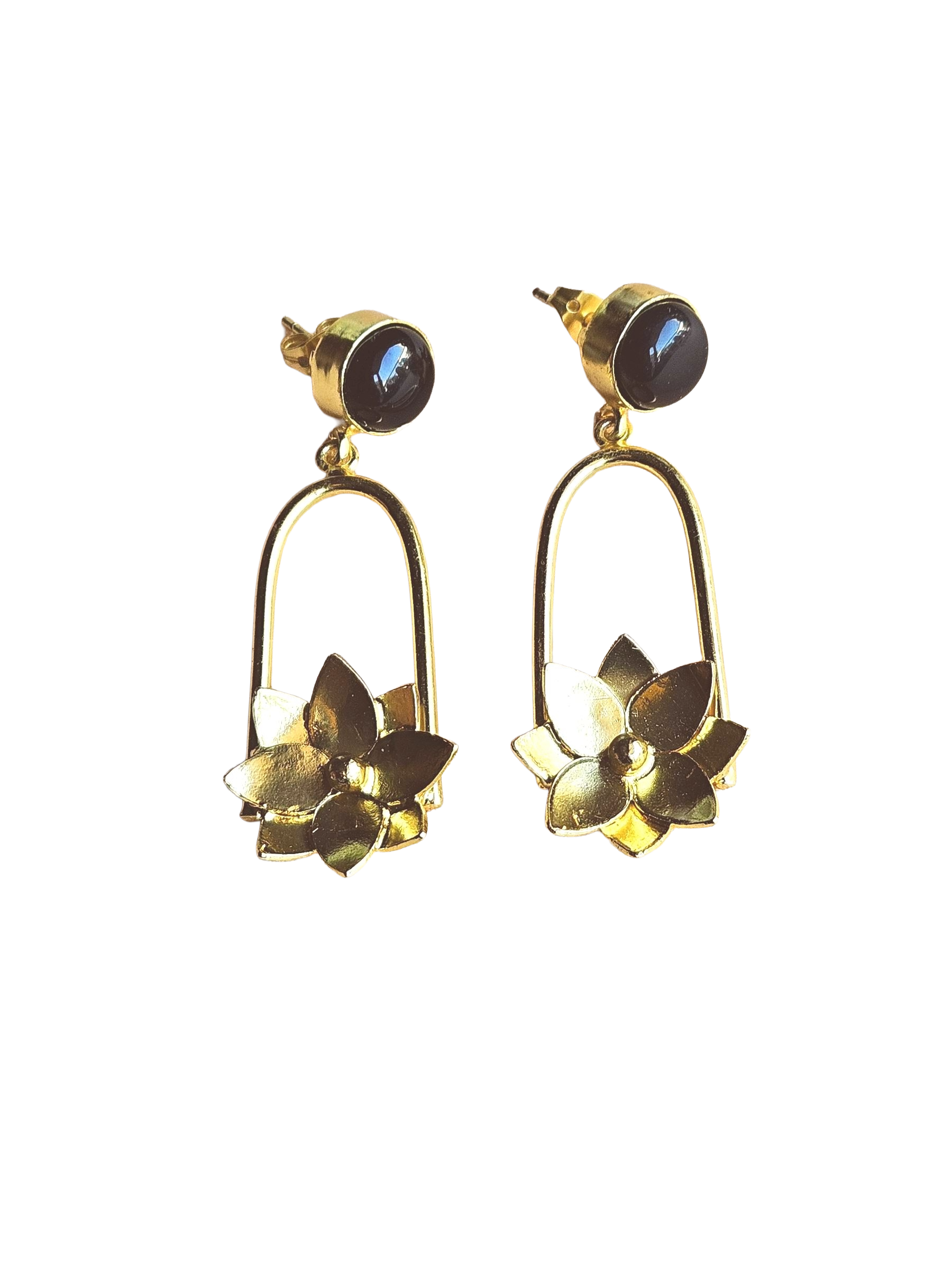 Gorgeous Gold Plated Semi Precious Gemstone Charming Designer Dangle Drop Earrings