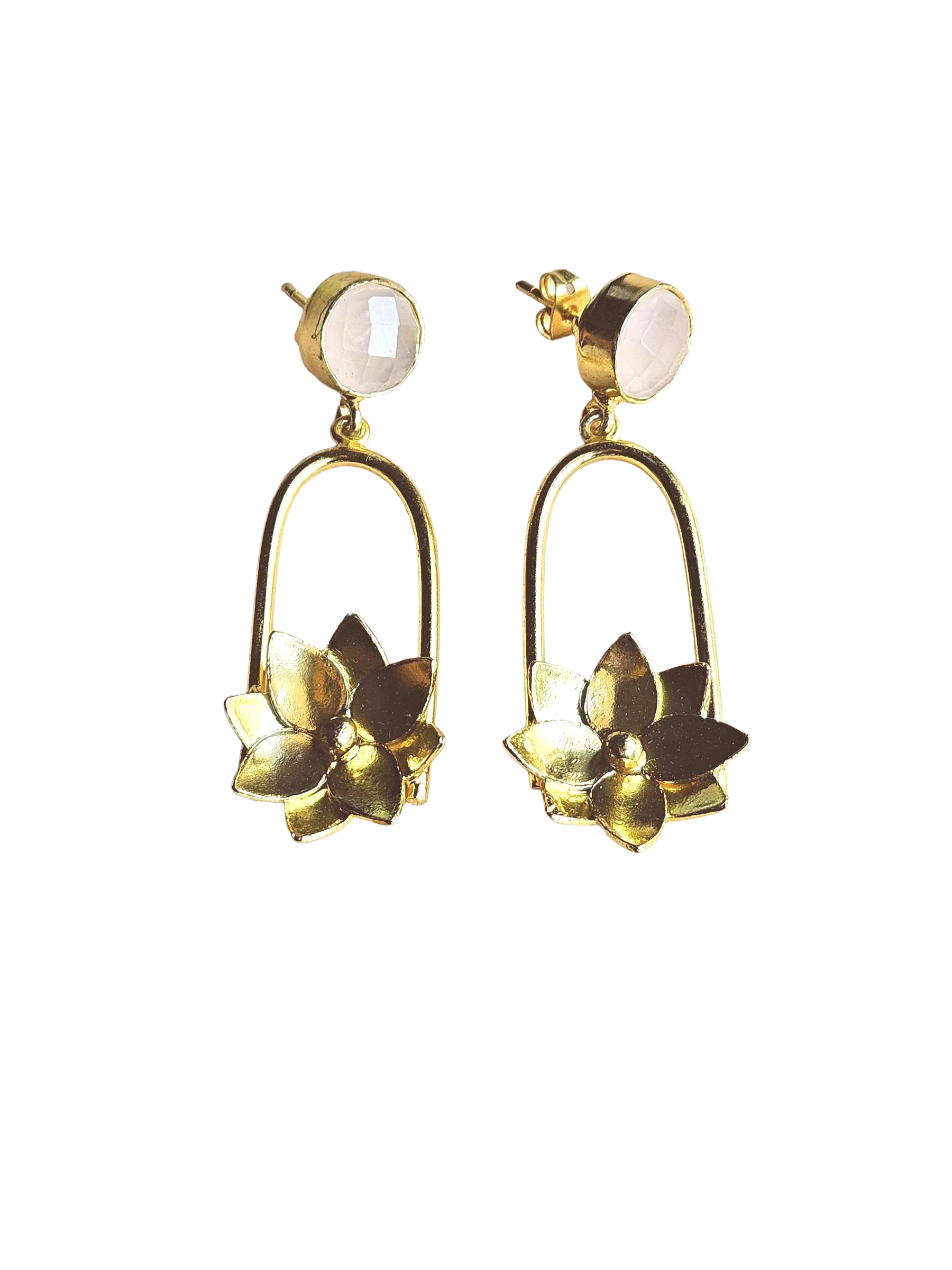 Gorgeous Gold Plated Semi Precious Gemstone Charming Designer Dangle Drop Earrings