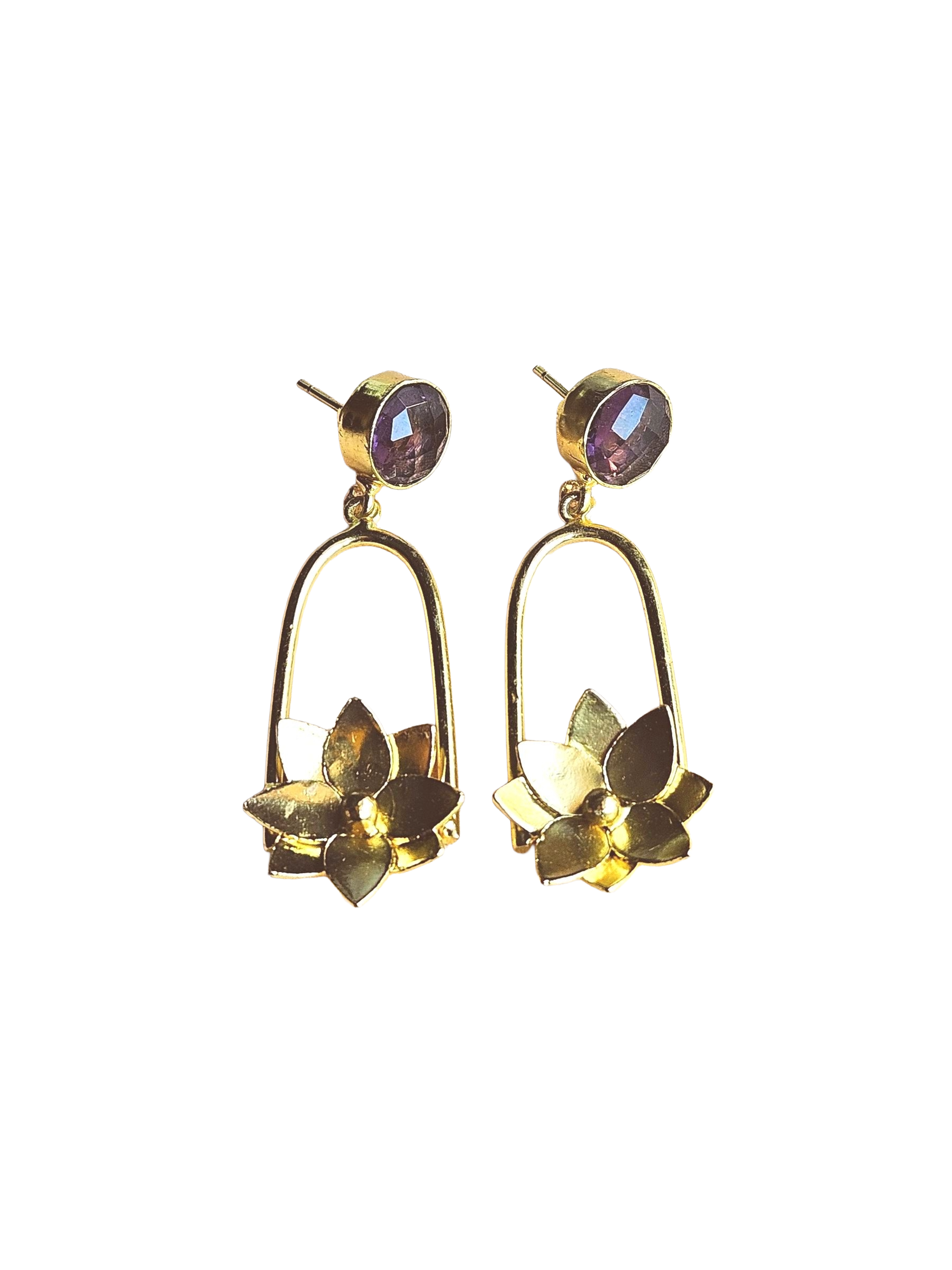 Gorgeous Gold Plated Semi Precious Gemstone Charming Designer Dangle Drop Earrings