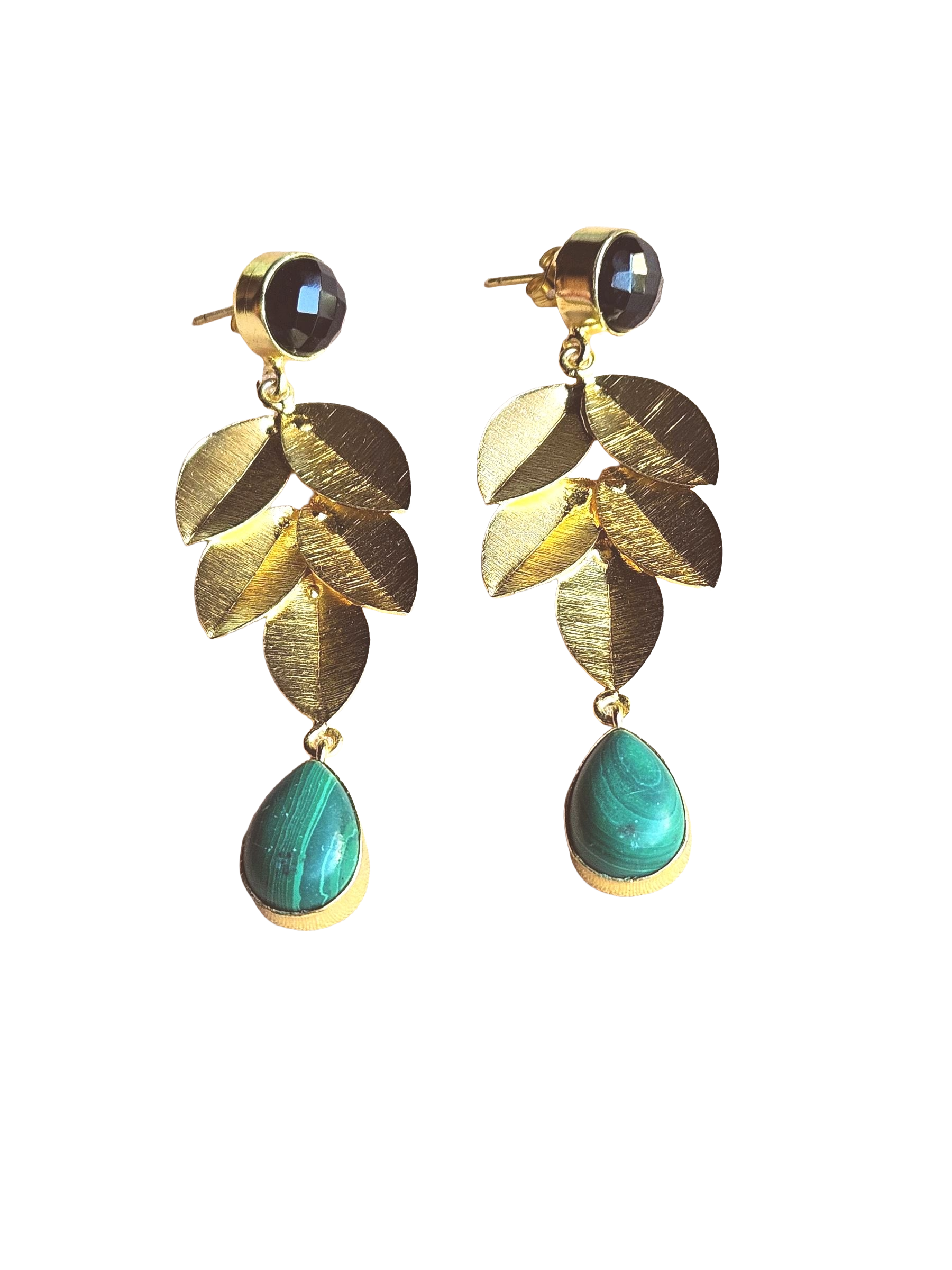 Stunning Gold Plated Semi Precious Gemstone Charming Designer Dangle Drop Earrings