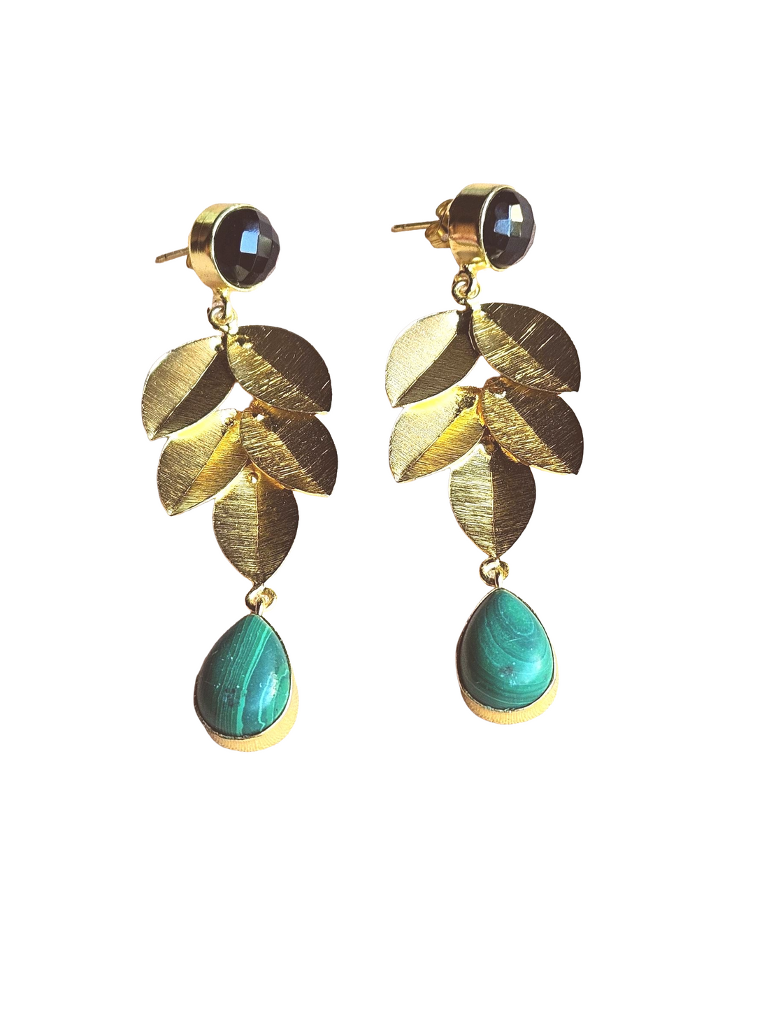 Stunning Gold Plated Semi Precious Gemstone Charming Designer Dangle Drop Earrings